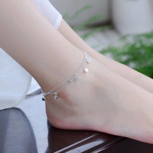 NEW 925 Sterling Silver Simple Cube Anklet